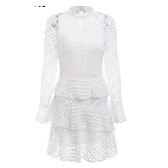 NWT The Frankie Crystal Collection Layered Ruffled Lace Dress - Picture 2 of 2